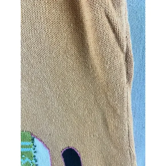 Susan Bristol Cats Sweater Vest Womens Large Orange Pink Beaded Calico Sequins - Picture 7 of 13